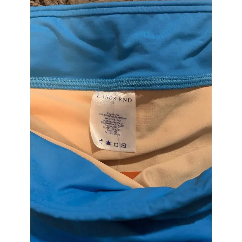 NWT Lands' End Bathing Suit Swim Skort Bottom Size 18 Blue